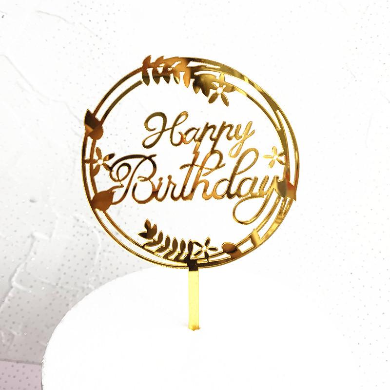 Happy Birthday - Gold (Fern Round)