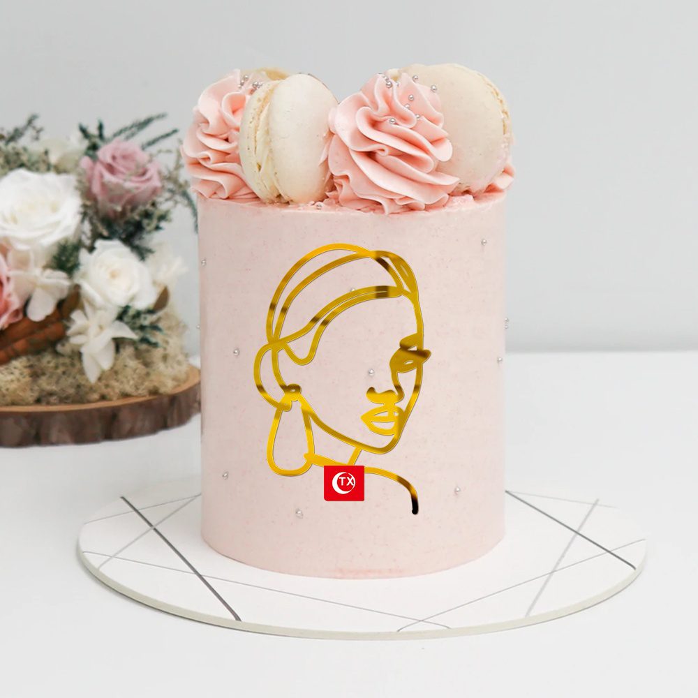 Cake Side Topper - Face (Gold)