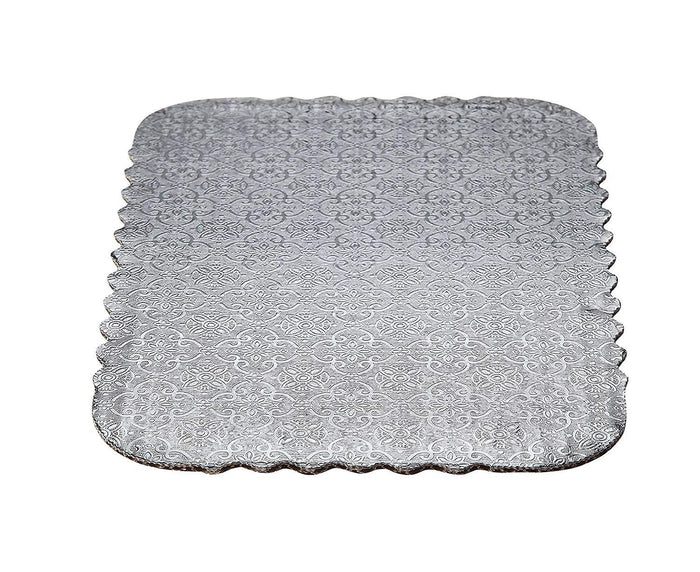 Fluted Square Cake Board - 10 inch Silver