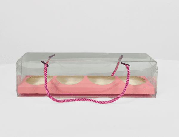 4 Cavity Clear Cupcake Box - Pink