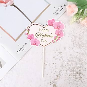 Mother's Day Cake Topper - Heart w/ Orchid