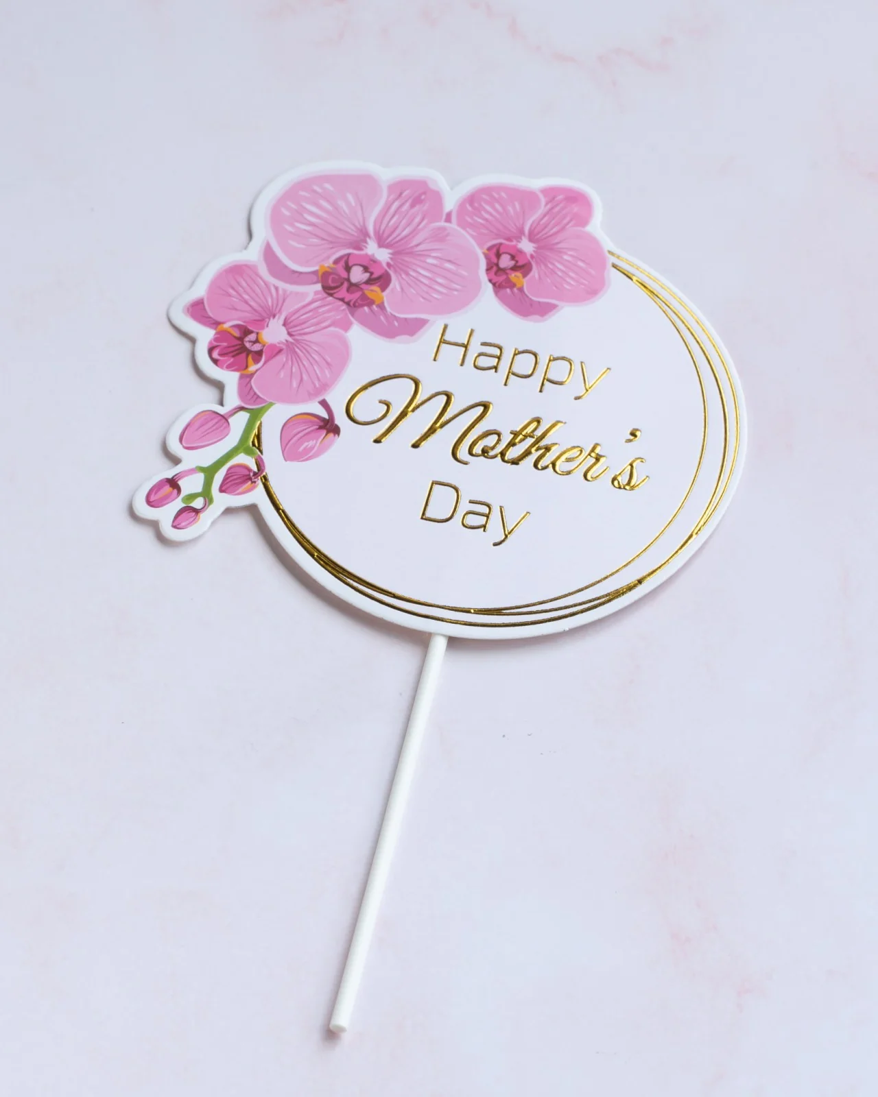 Mother's Day Cake Topper (Circle with Orchid)