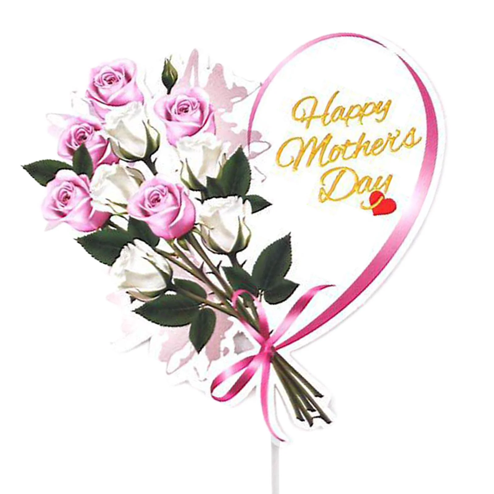 Mother's Day Cake Topper - Heart w/ Roses